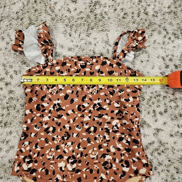 Old Navy SZ S Animal Print One Piece Square Neck Ruffled Straps Swim Suit NWT - Picture 8 of 10